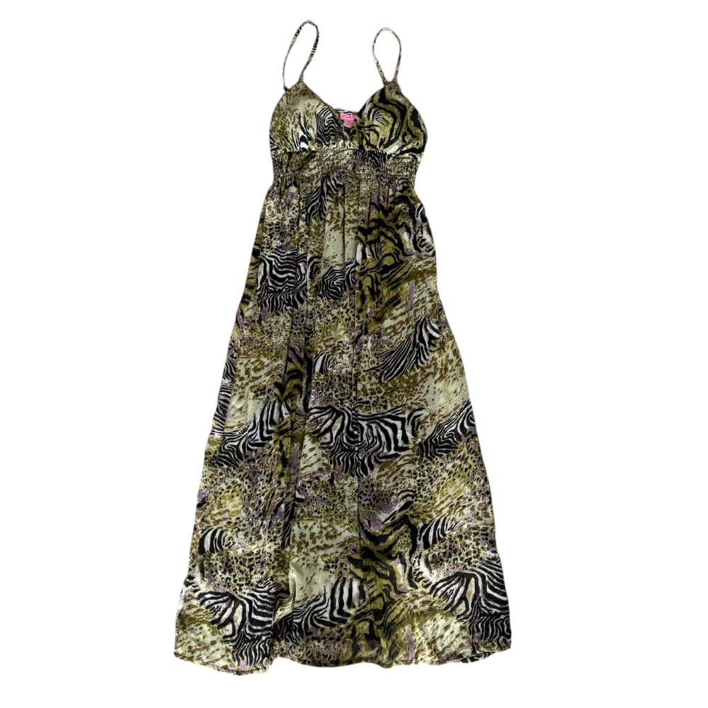 She's Cool Green and Black Zebra Animal Print Patterned Dress